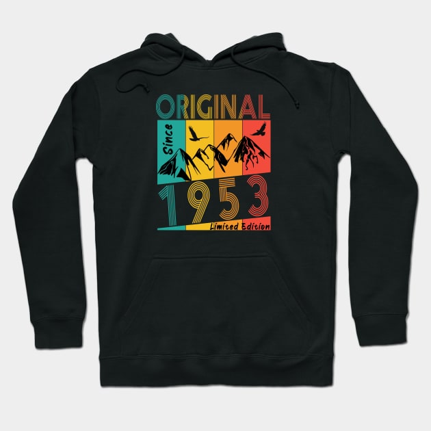 70th birthday gift man woman Original Vintage 1953 Hoodie by sarabuild